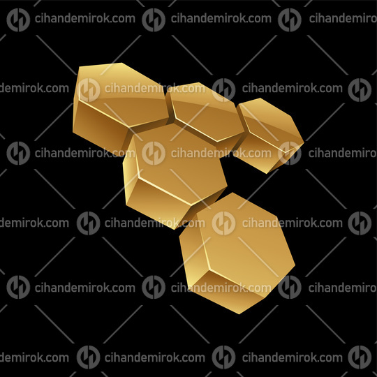 Golden 3d Honeycomb Hexagons on a Black Background