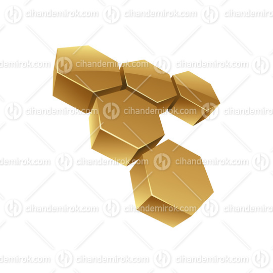 Golden 3d Honeycomb Hexagons on a White Background