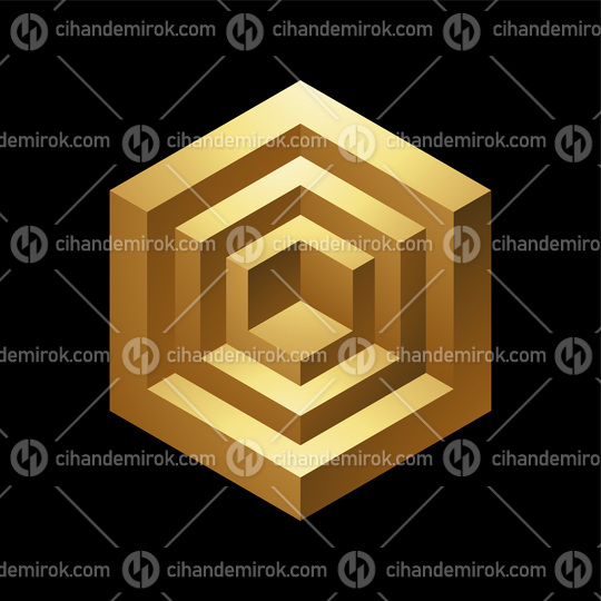 Golden Abstract 3d Hexagons on a Black Background
