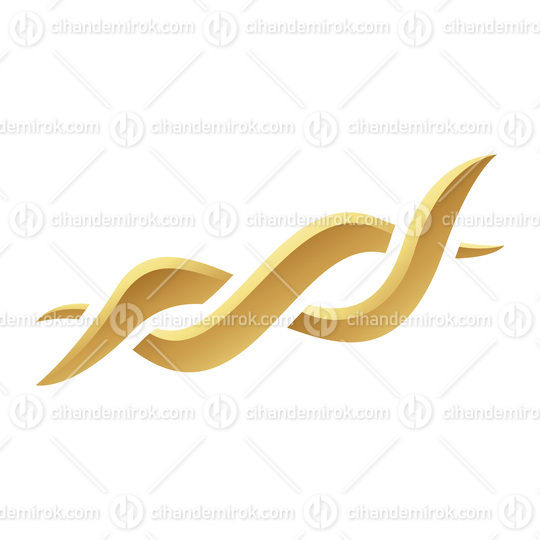 Golden Abstract DNA Helix Icon on a White Background