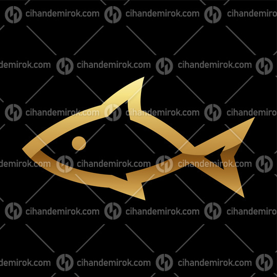Golden Abstract Glossy Fish on a Black Background