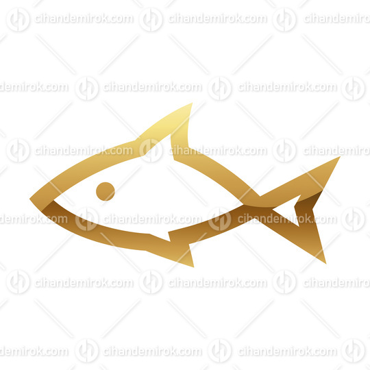 Golden Abstract Glossy Fish on a White Background