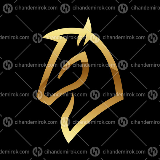 Golden Abstract Glossy Horse on a Black Background