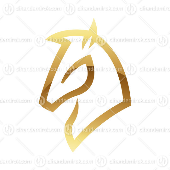 Golden Abstract Glossy Horse on a White Background