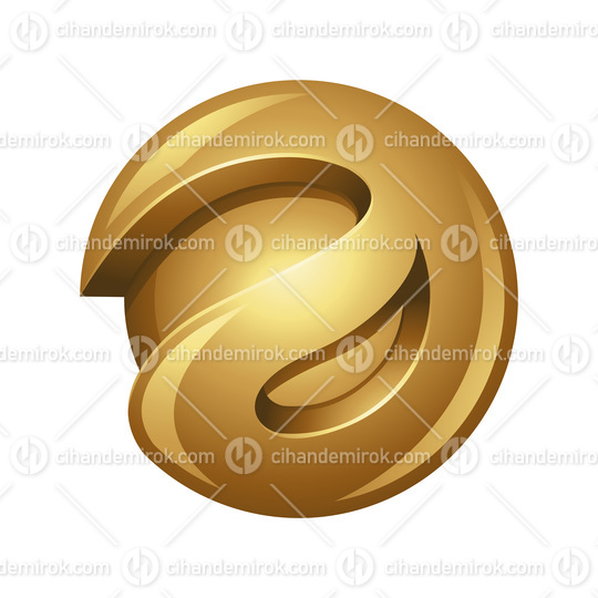 Golden Abstract Letter A Sphere on a White Background
