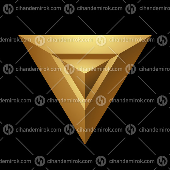 Golden Abstract Pyramid on a Black Background