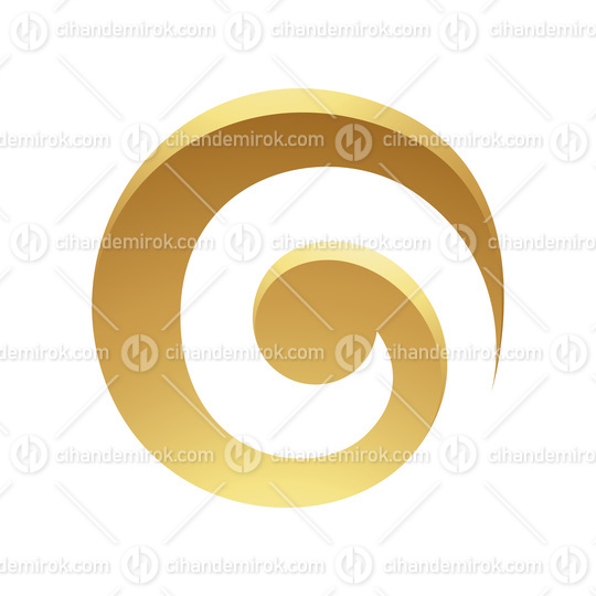 Golden Abstract Swirly Circle Icon on a White Background