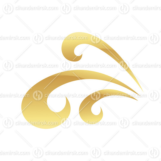 Golden Abstract Swirly Waves Icon on a White Background