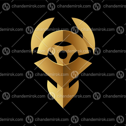 Golden Abstract Tribal Anchor Shape on a Black Background