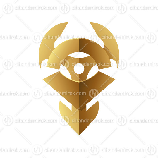 Golden Abstract Tribal Anchor Shape on a White Background