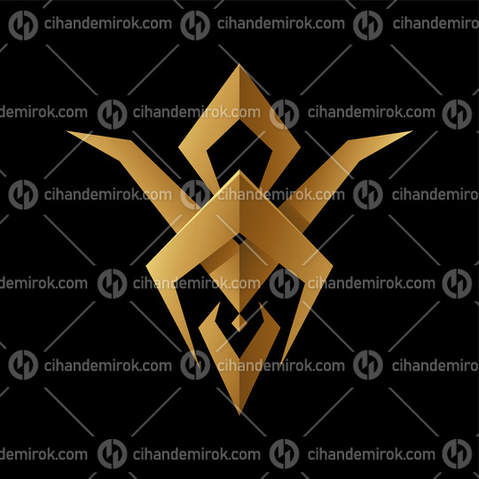 Golden Abstract Tribal Bug on a Black Background