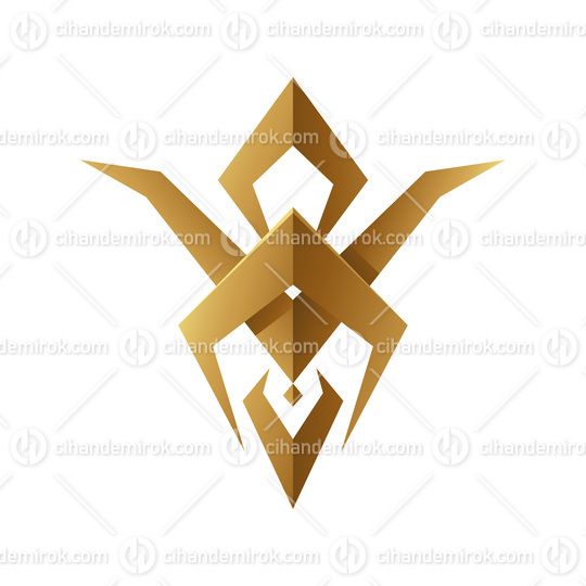 Golden Abstract Tribal Bug on a White Background