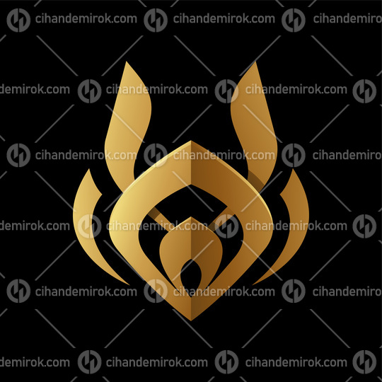 Golden Abstract Tribal Crest on a Black Background