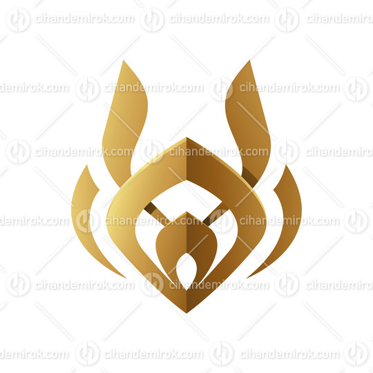 Golden Abstract Tribal Crest on a White Background