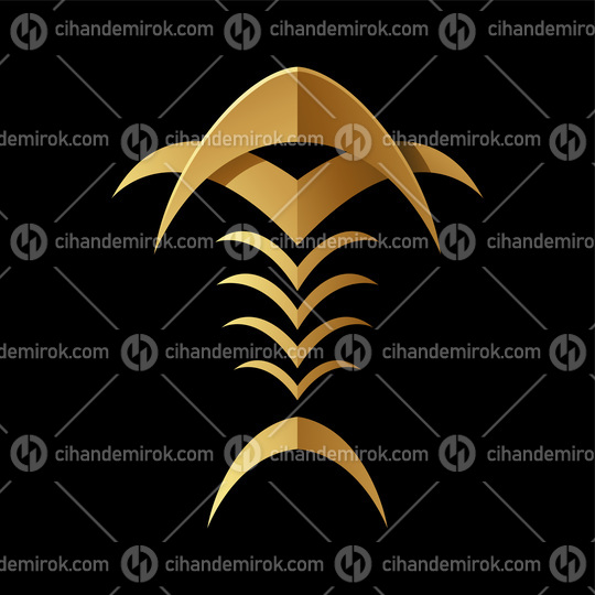 Golden Abstract Tribal Fishbone on a Black Background