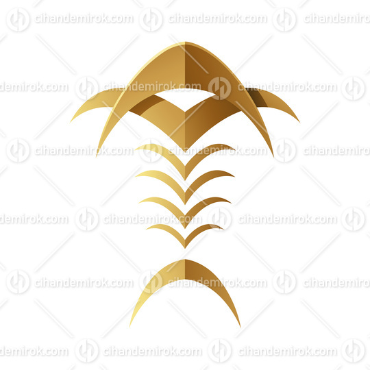 Golden Abstract Tribal Fishbone on a White Background