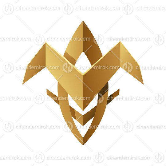 Golden Abstract Tribal Folded Shape on a White Background
