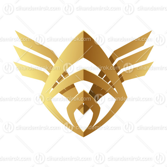 Golden Abstract Tribal Knight Helmet on a White Background