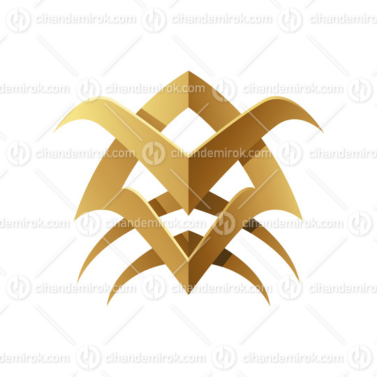 Golden Abstract Tribal Spiky Icon on a White Background