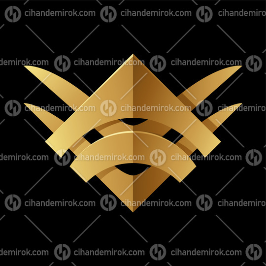 Golden Abstract Tribal Square on a Black Background
