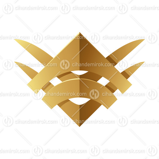Golden Abstract Tribal Square on a White Background