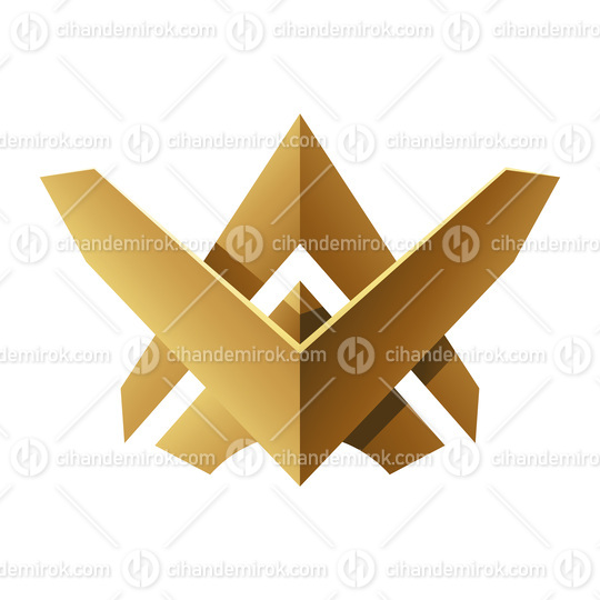 Golden Abstract Tribal Wings on a White Background