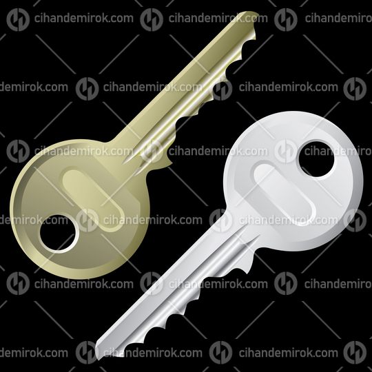Golden and Silver Keys on a Black Background