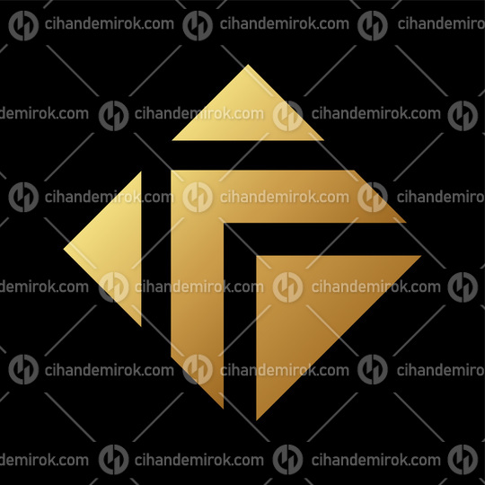 Golden Arrow Diamond Icon on a Black Background