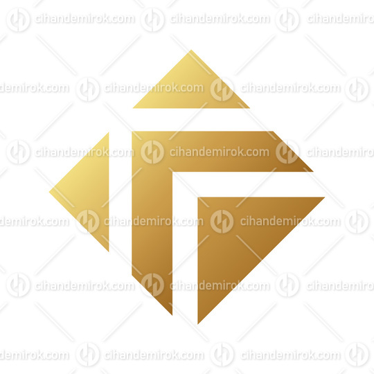 Golden Arrow Diamond Icon on a White Background