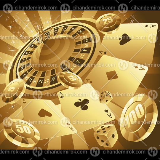 Golden Casino on a Black Background