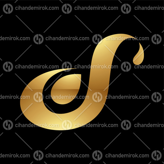 Golden Curvy Letter S or D on a Black Background