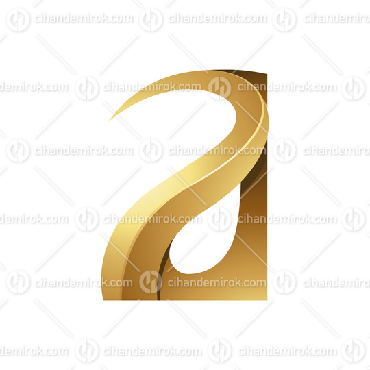Golden Embossed Curvy and Spiky Letter A on a White Background