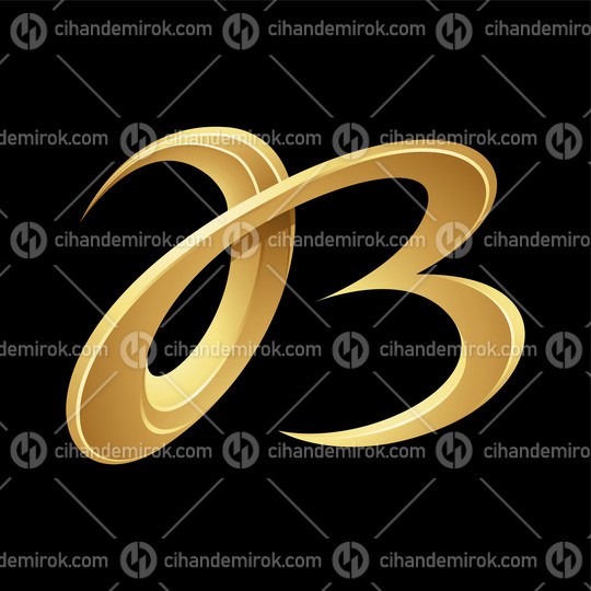 Golden Embossed Curvy Letter B on a Black Background
