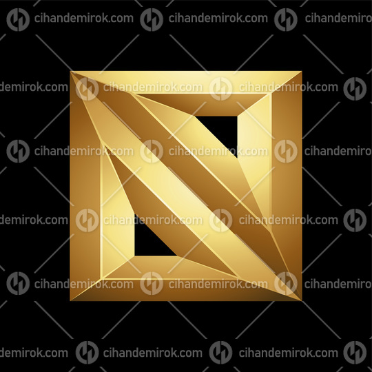 Golden Embossed Diagonal Square on a Black Background