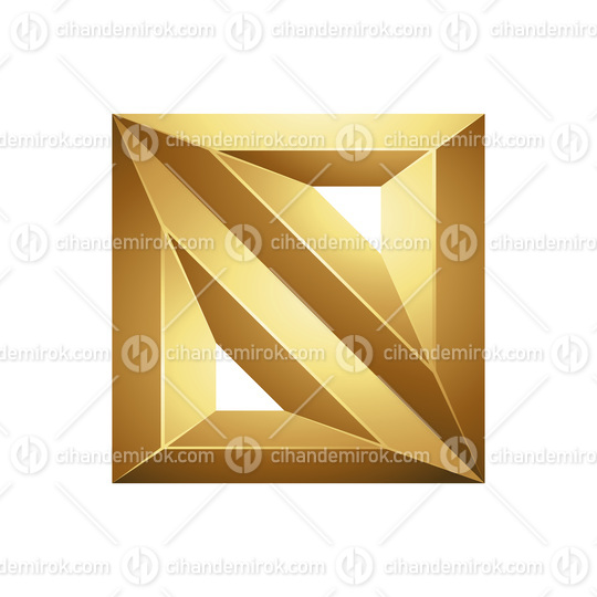 Golden Embossed Diagonal Square on a White Background