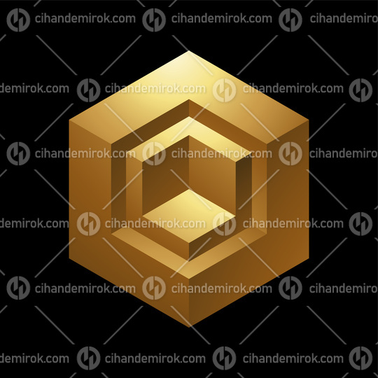 Golden Embossed Hexagonal Cube Shapes on a Black Background