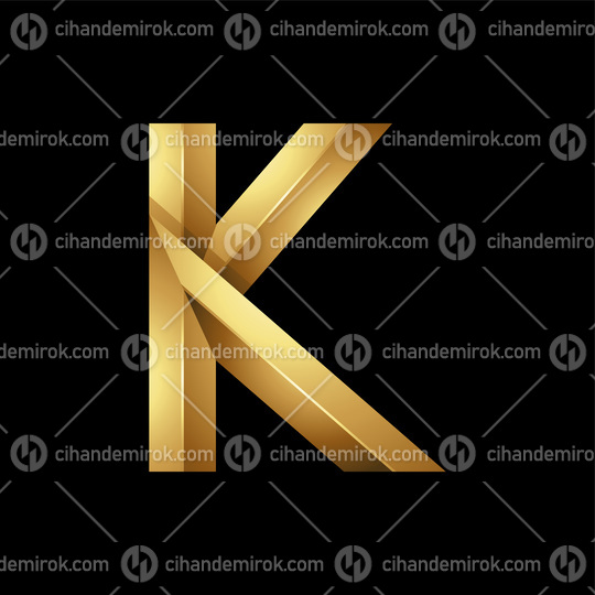 Golden Embossed Shiny Letter K on a Black Background