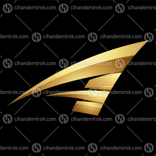 Golden Embossed Spiky Swooshing Letter A on a Black Background