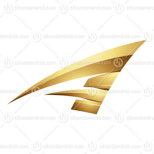 Golden Embossed Spiky Swooshing Letter A on a White Background