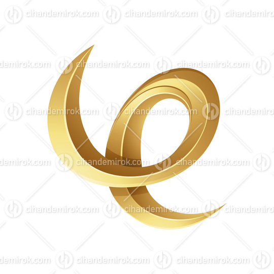 Golden Embossed Spring Shaped Letter E on a White Background