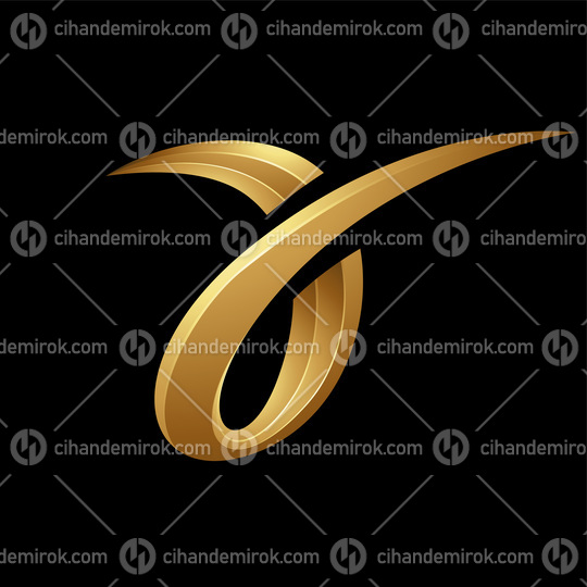 Golden Embossed Spring-like Letter A on a Black Background