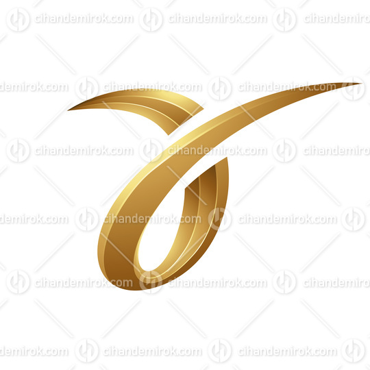 Golden Embossed Spring-like Letter A on a White Background