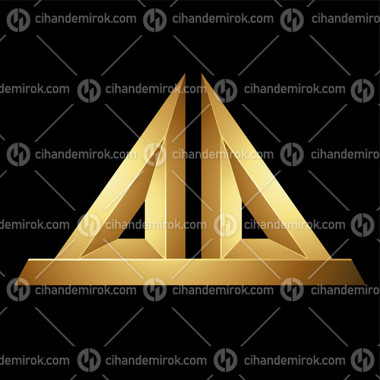 Golden Embossed Statuette-like Triangles on a Black Background