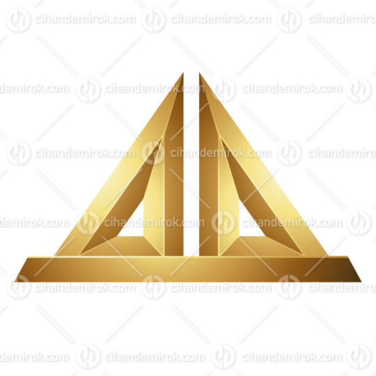 Golden Embossed Statuette-like Triangles on a White Background