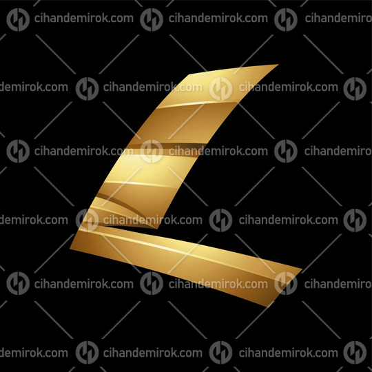 Golden Embossed Swooshing Letter L on a Black Background