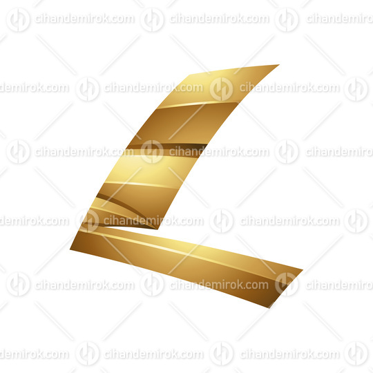 Golden Embossed Swooshing Letter L on a White Background