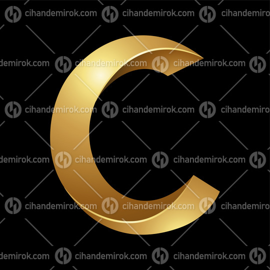Golden Embossed Twisted Letter C on a Black Background