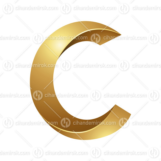 Golden Embossed Twisted Letter C on a White Background