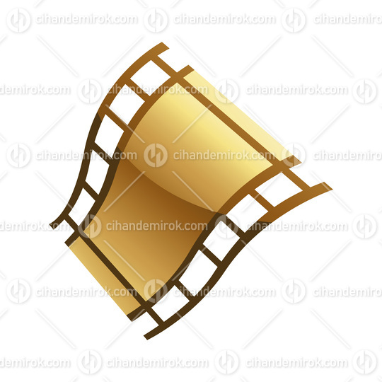 Golden Film Reel on a White Background