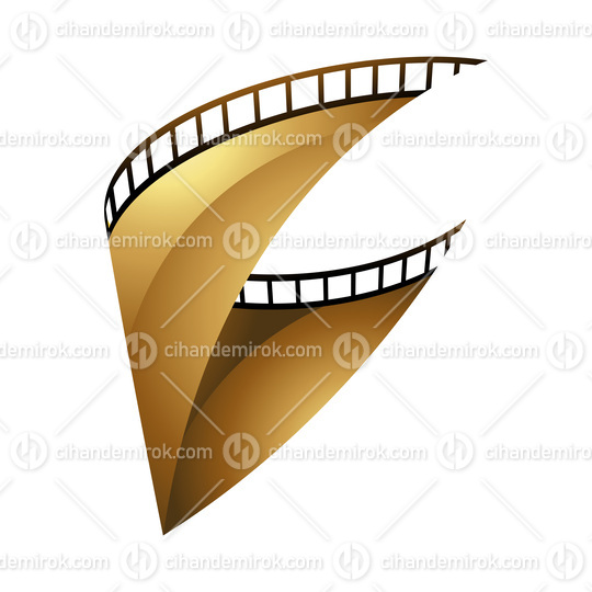 Golden Film Strip on a White Background
